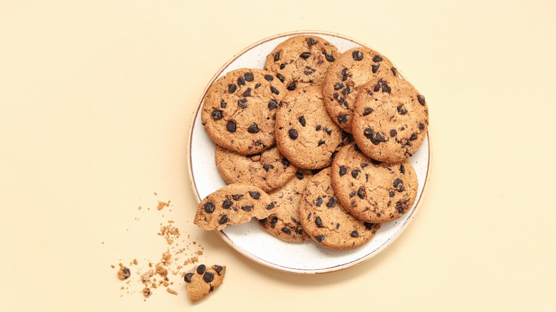 Plate of chocolate chip cookies