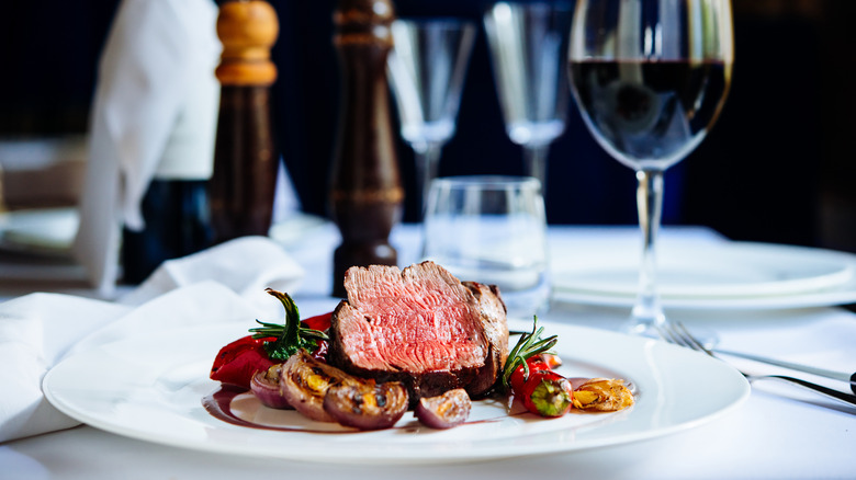 Steak in restaurant