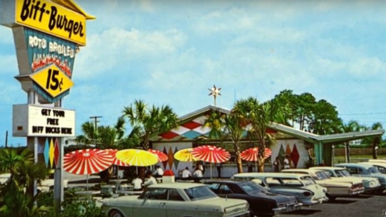 Vintage image of a Biff-Burger restaurant exterior