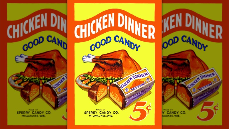 A vintage Chicken Dinner advert from the Sperry Candy Co.