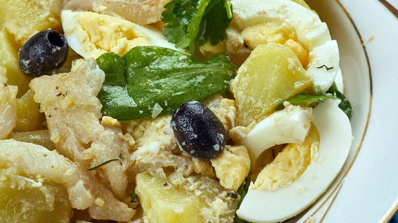 Spanish potato salad with olives