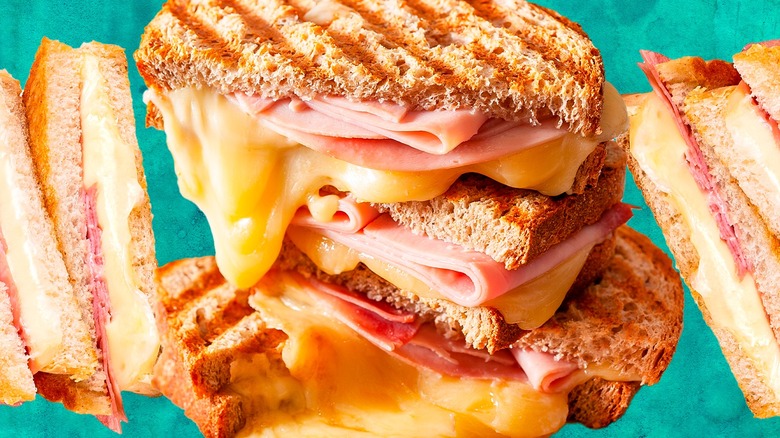 Ham and cheese sandwich on plate