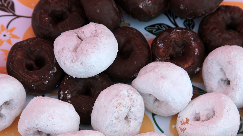 Mini powdered and chocolate covered donuts