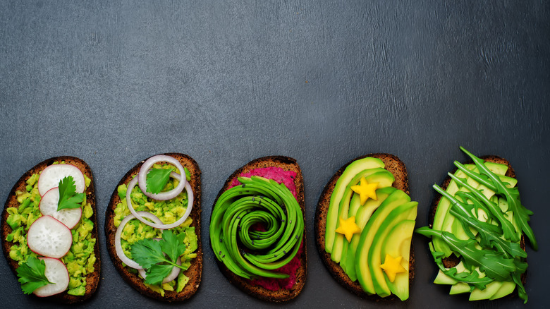 Assorted avocado toast slices