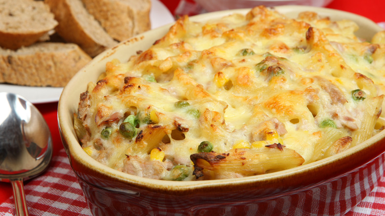 tuna casserole in baking dish