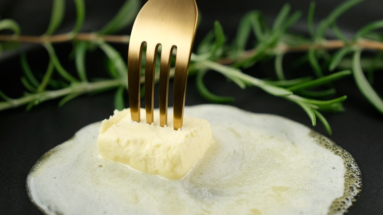 Butter melting in pan
