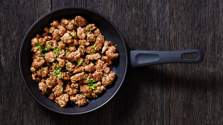 Fried sausage crumbles