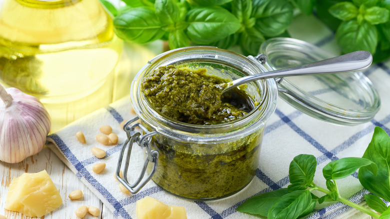 Jar of pesto
