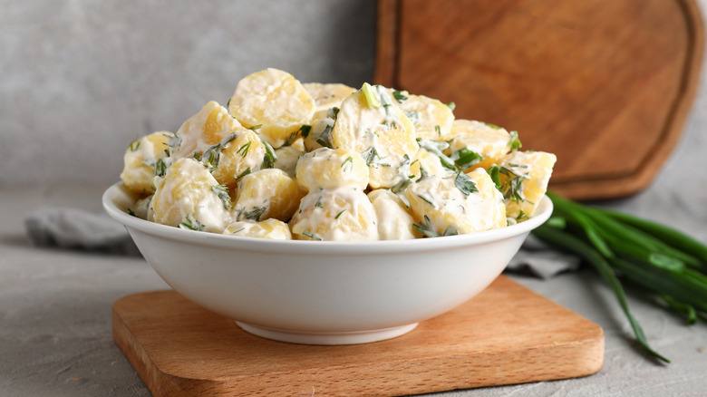 Creamy potato salad made with crème fraîche