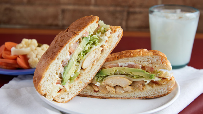 Mexican torta chicken sandwich with sour cream