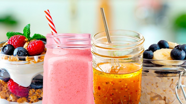 mason jars with different ingredients