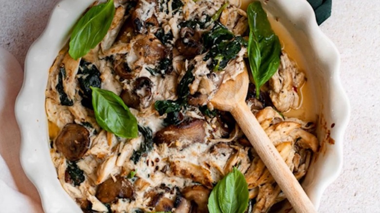 shredded chicken and mushroom casserole