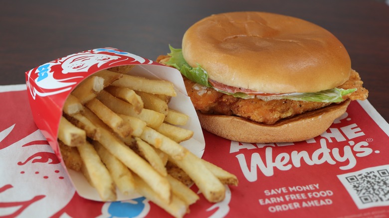 crispy chicken sandwich and fries
