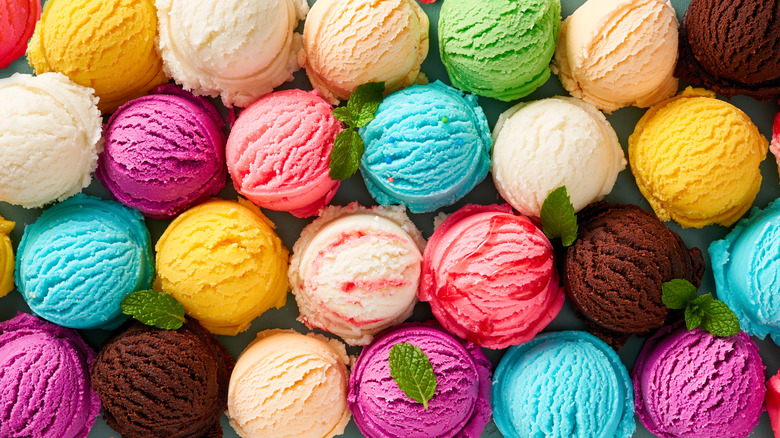 Colorful ice cream scoops