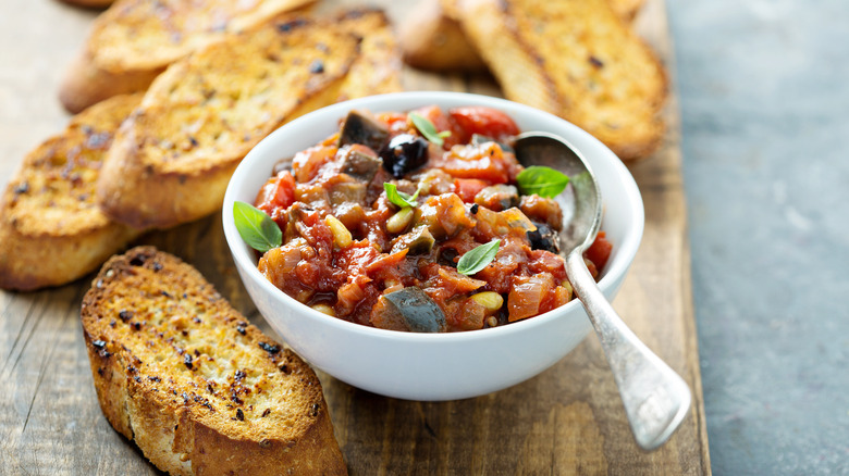 Caponata with toasted bread