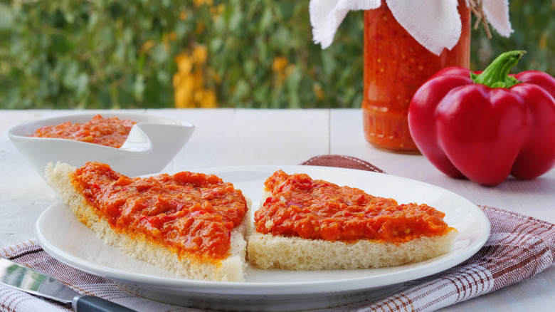Russian ikra dip on bread