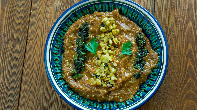 Kashk bademjan dip in a bowl