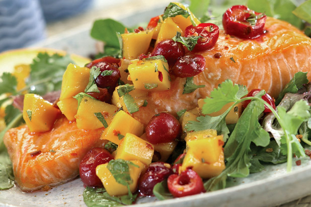 Caramelized Salmon with Cherry Salsa