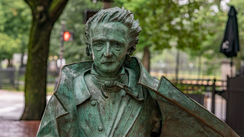 Bronze statue of Edgar Allen Poe