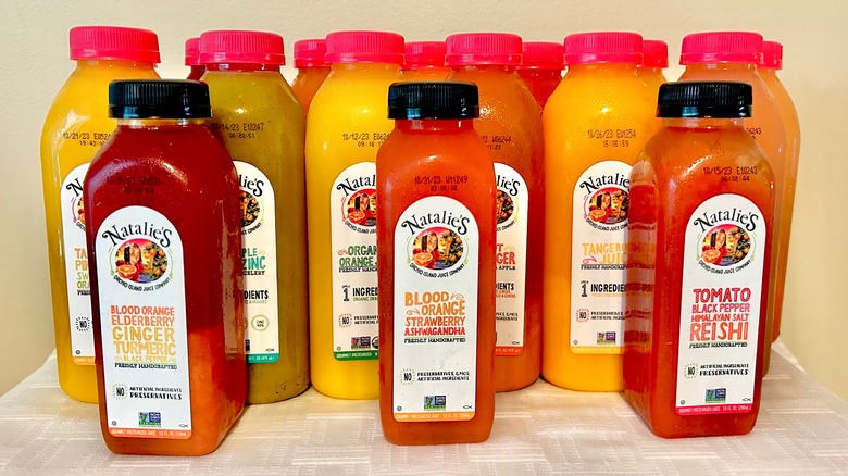 Assorted Natalie's Orchid Island Juice bottles