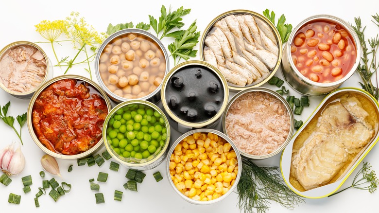 Canned food selection