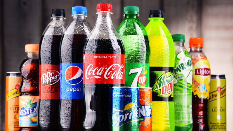 Bottles of soda lined up