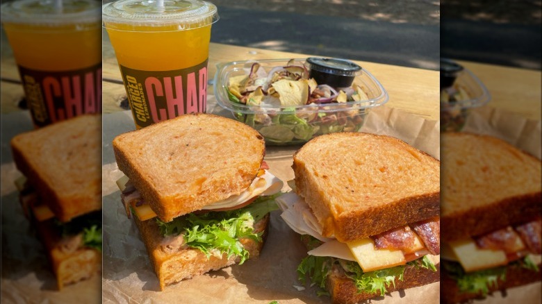 turkey bacon sandwich and salad