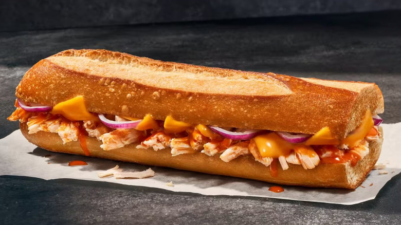chicken and cheese on baguette