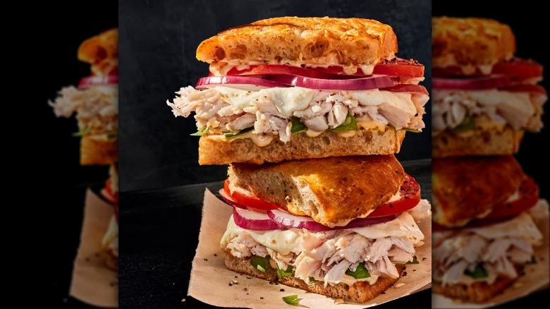 pulled chicken on focaccia