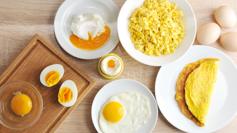 various cooked eggs