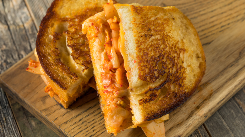 Grilled cheese sandwich made with kimchi