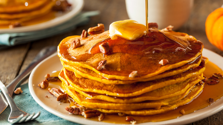 Stack of pumpkin pancakes