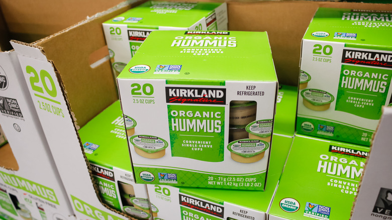 cases of Kirkland Signature hummus