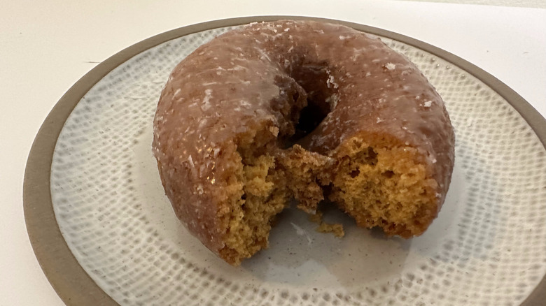 pumpkin donut with a bite