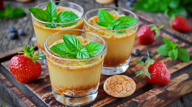 zabaglione with strawberries on side
