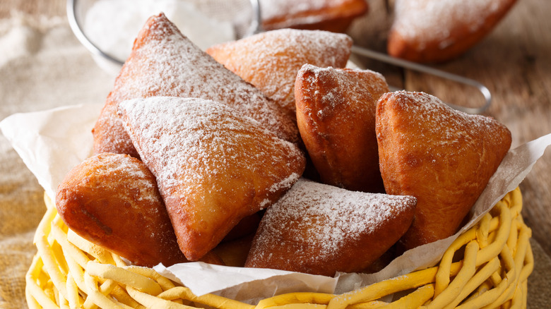 Triangular mandazi in basket