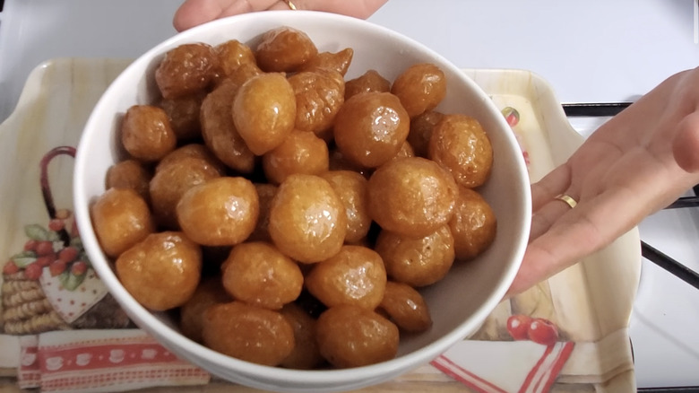 Bowl of glazed zalabiyeh