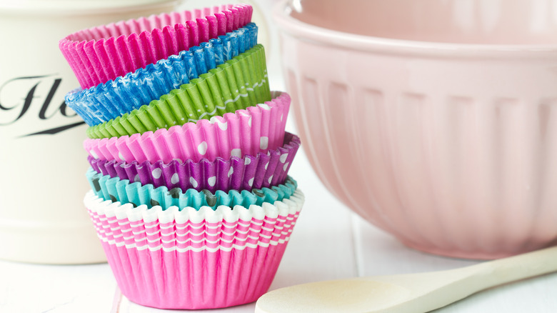 stack of cupcake liners