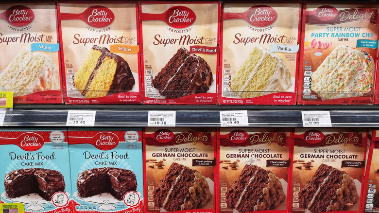 several boxes of cake mix
