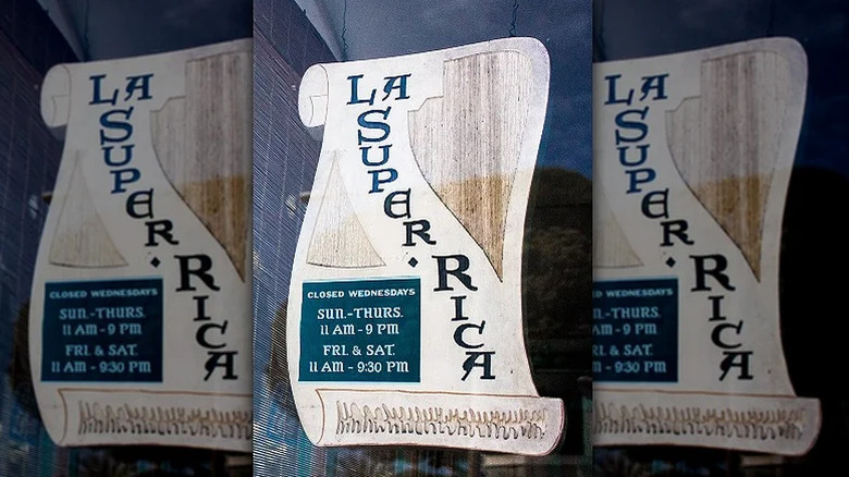 Signs for La Super-Rica Taqueria