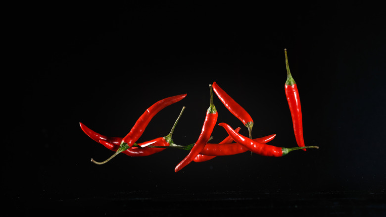 Close up of red chili peppers