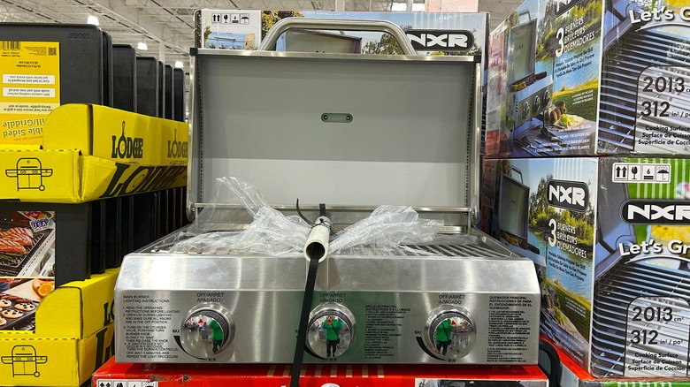 NXR 3 Burner Portable Gas Grill with lid open