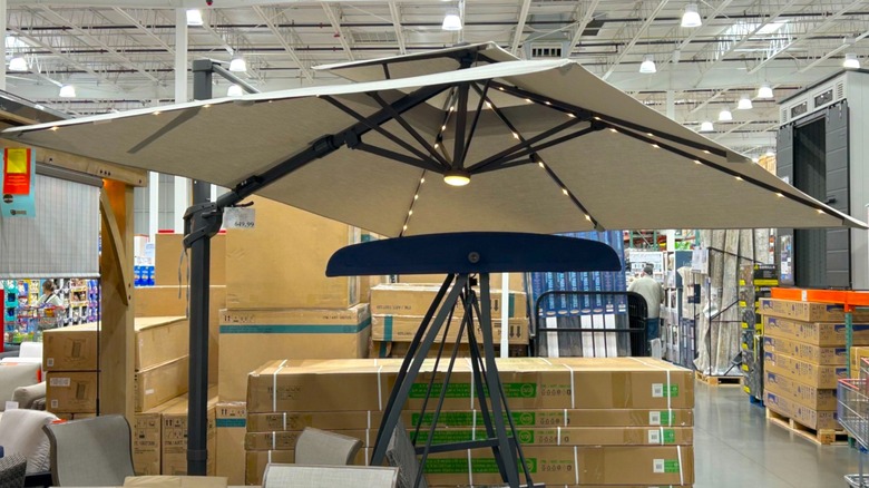 Assembled Seasons Sentry 10' Square Solar LED Cantilever Umbrella