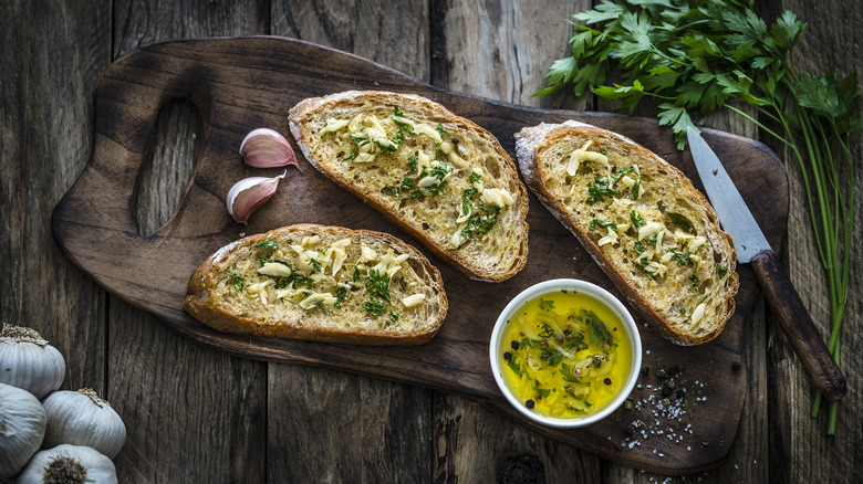 Ingredients for making garlic bread
