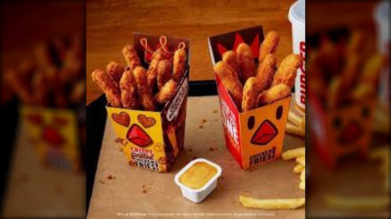 Crispy Pretzel Chicken Fries containers on table