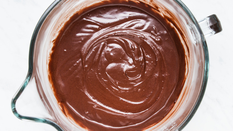 chocolate cake batter in bowl