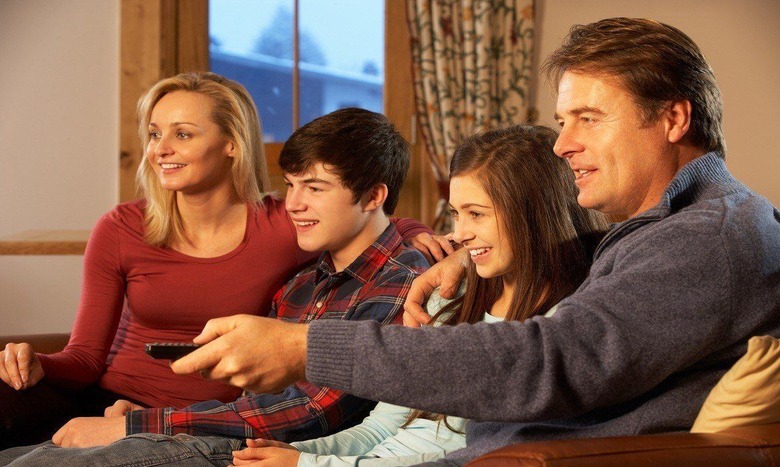 Family watching TV