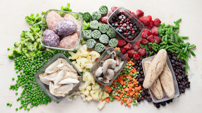 Assorted frozen foods