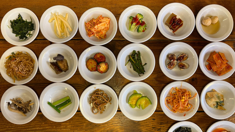 A variety of Korean banchan (side dishes)