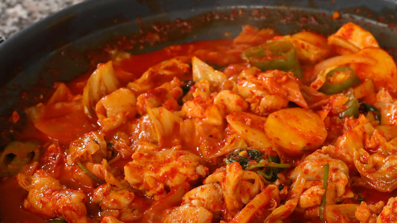Dakgalbi  (spicy stir-fried chicken)